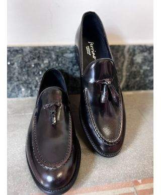 Buty męskie, brązowe - Ozdobne frędzle -Tassel Loafers - Made in Italy