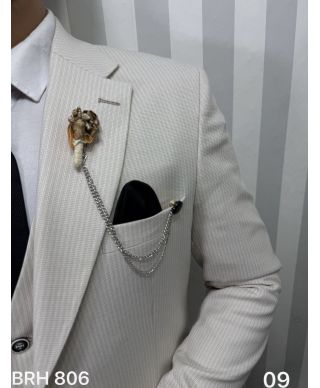 Garnitur męski trzyczęściowy – Błękitny – Slim fit – Model Joe, tkanina premium