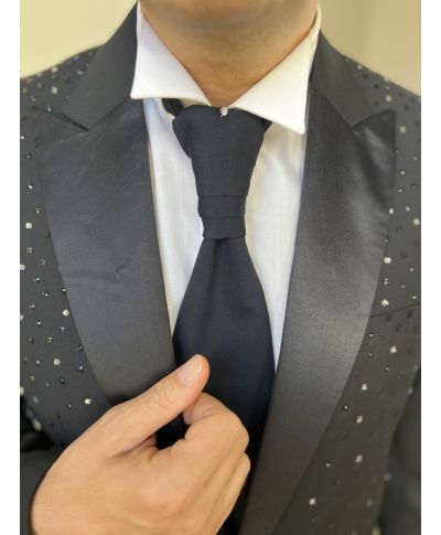 Elegancki smoking męski  – Granat - Perfekcyjny krój - Elegancja na wielkie okazje