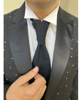 Elegancki smoking męski  – Granat - Perfekcyjny krój - Elegancja na wielkie okazje