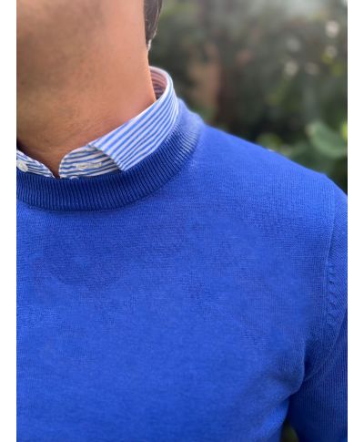 Maglione uomo girocollo, blu elettrico