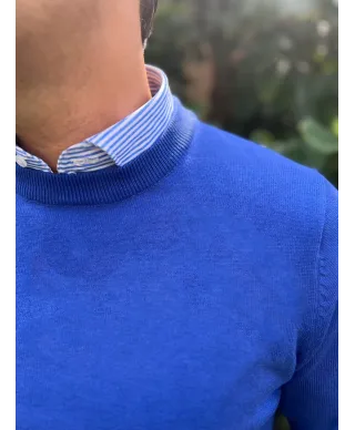 Maglione uomo girocollo, blu elettrico