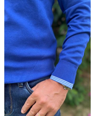 Maglione uomo girocollo, blu elettrico