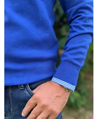 Maglione uomo girocollo, blu elettrico