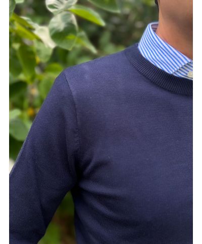 Sweter męski granatowy – z okrągłym dekoltem (girocollo)