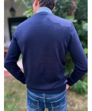 Sweter męski granatowy – z okrągłym dekoltem (girocollo)
