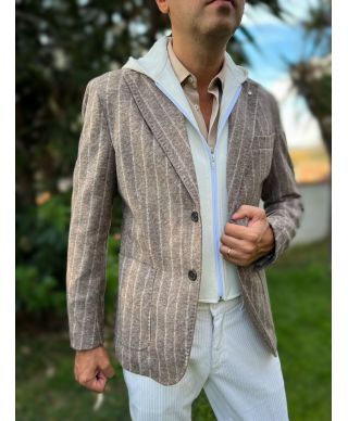 Męska marynarka, Gun - Beżowa - Paul Mranda - Made in Italy