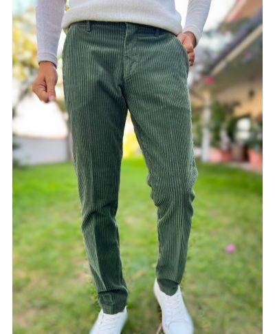 Spodnie sztruksowe zielone Jerry - Paul Miranda – Made in Italy