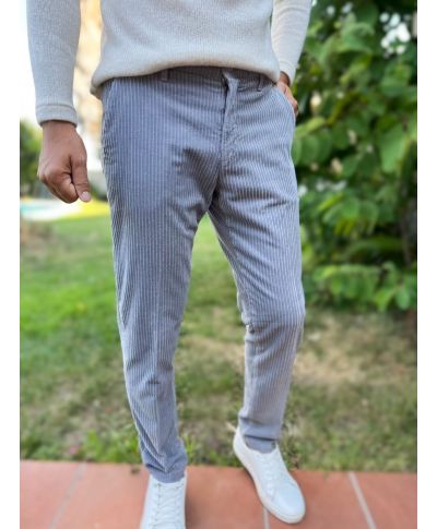 Spodnie sztruksowe szare, Jerry - Paul Miranda – Eleganckie Made in Italy