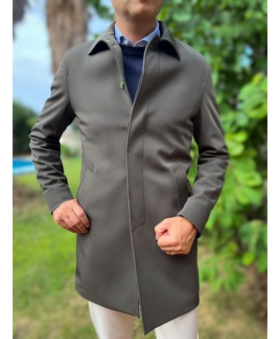 Trench męski zielony militarny – Paul Miranda - Elegancki płaszcz Made in Italy