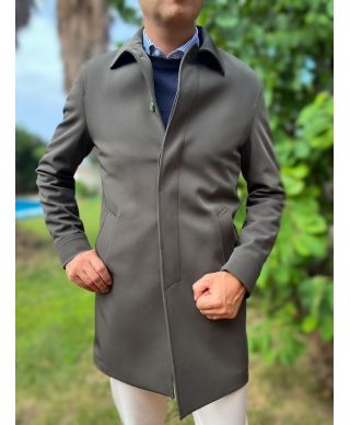 Trench męski zielony militarny – Paul Miranda - Elegancki płaszcz Made in Italy