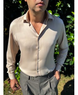 Elegancka koszula męska Seul - Beżowa - Paul Miranda – Made in Italy