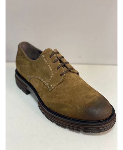 Eleganckie buty męskie sznurowane – Zamszowe w kolorze tabacco, ozdobny nosek