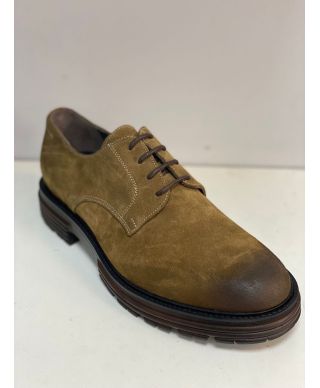 Eleganckie buty męskie sznurowane – Zamszowe w kolorze tabacco, ozdobny nosek