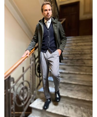 Granatowy kardigan męski z kaszmirem – Styl i Ciepło na zimę - Key Jey