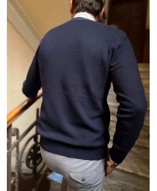 Granatowy kardigan męski z kaszmirem – Styl i Ciepło na zimę - Key Jey