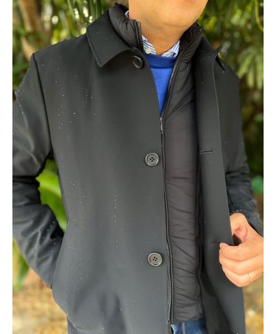 Trencz męski,czarny - Livigno – Ocieplany - Odpinana kamizelka - Idealny na Zimę