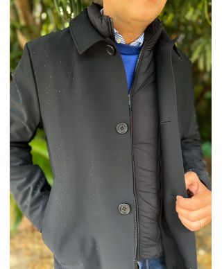 Trencz męski,czarny - Livigno – Ocieplany - Odpinana kamizelka - Idealny na Zimę