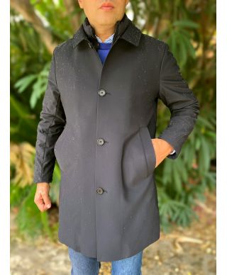 Trencz męski,czarny - Livigno – Ocieplany - Odpinana kamizelka - Idealny na Zimę