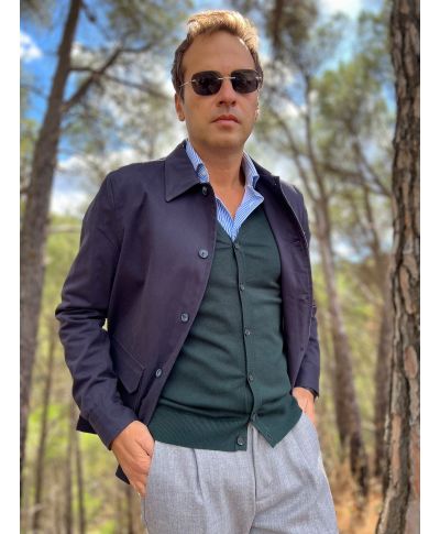 Kardigan męski - Rozpinany - Kolor zielony - Model Kite - komfort w codziennym stylu