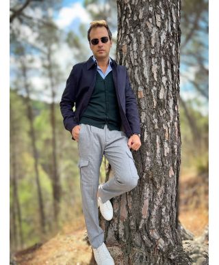 Kardigan męski - Rozpinany - Kolor zielony - Model Kite - komfort w codziennym stylu