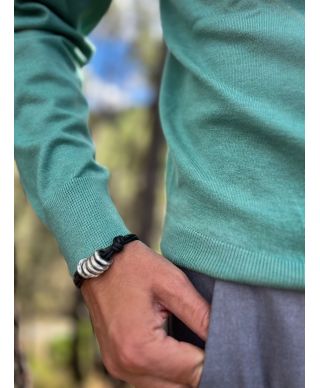 Sweter męski z wysokim golfem -  Zielony - Adrian