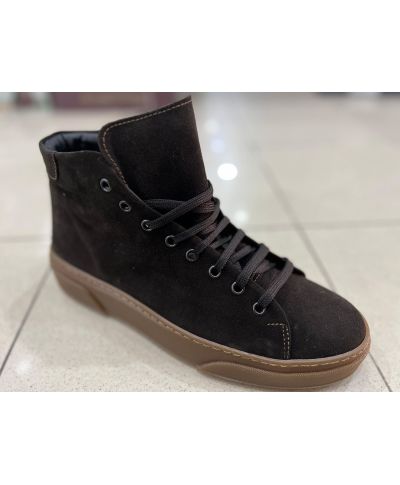 Męskie sneakersy - Zamszowa skóra – Wysoki model, podeszwa antypoślizgowa - Made in Italy