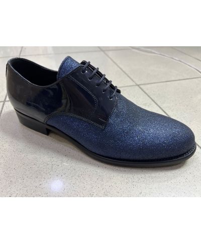 Buty wizytowe z lakierowanymi wstawkami i brokatowym wykończeniem - Aster
