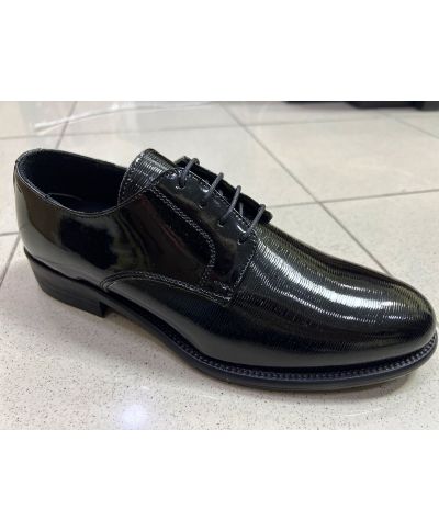 Czarne buty wiązane Margellina - Lakierowana skóra - Obuwie na ślub i wyjątkowe okazje – Made in Italy
