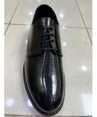 Czarne buty wiązane Margellina - Lakierowana skóra - Obuwie na ślub i wyjątkowe okazje – Made in Italy