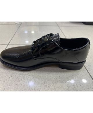 Czarne buty wiązane Margellina - Lakierowana skóra - Obuwie na ślub i wyjątkowe okazje – Made in Italy