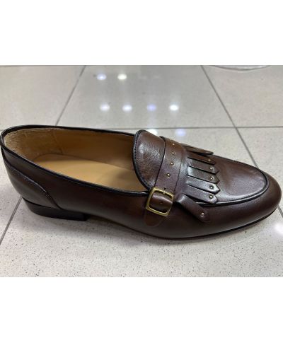 Mokasyny męskie z ozdobnymi nitami –  Rupert – brązowa elegancja i komfort klasy premium