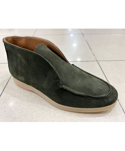 Wysokie buty męskie Joys – zielony zamsz, włoska elegancja i komfort na co dzień