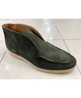 Wysokie buty męskie Joys – zielony zamsz, włoska elegancja i komfort na co dzień