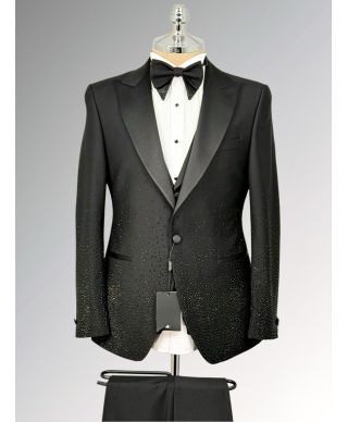 Luksusowy smoking męski z efektem brillant – Model Los Angeles na wieczorowe wyjścia