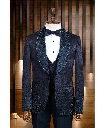 Smoking granatowy special edition – Baton Rouge - Luksusowa stylizacja na najwyższym poziomie