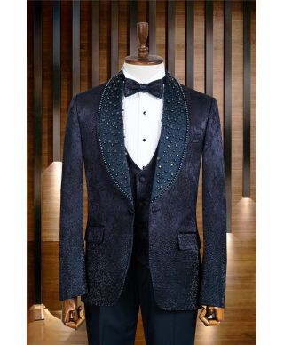 Smoking granatowy special edition – Baton Rouge - Luksusowa stylizacja na najwyższym poziomie