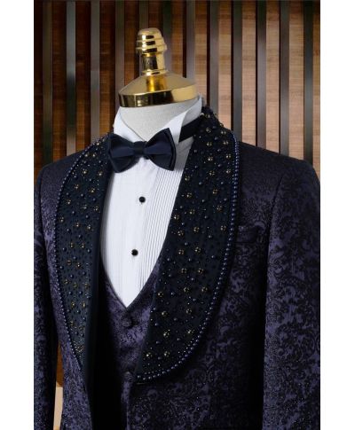 Smoking granatowy special edition – Baton Rouge - Luksusowa stylizacja na najwyższym poziomie