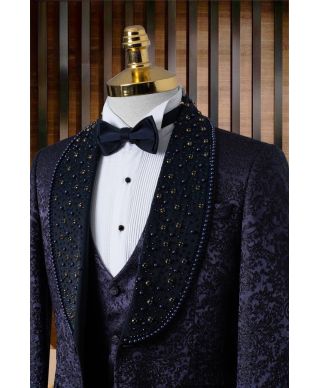 Smoking granatowy special edition – Baton Rouge - Luksusowa stylizacja na najwyższym poziomie