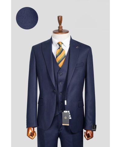 Elegancki garnitur męski 3-częściowy Baltimora w kolorze granatowym na wesele i biznes