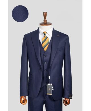 Elegancki garnitur męski 3-częściowy Baltimora w kolorze granatowym na wesele i biznes