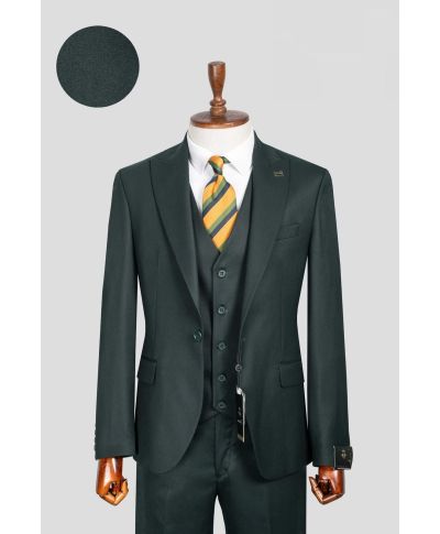 Zielony garnitur z kamizelką Denver – elegancki komplet na ślub i ważne uroczystości