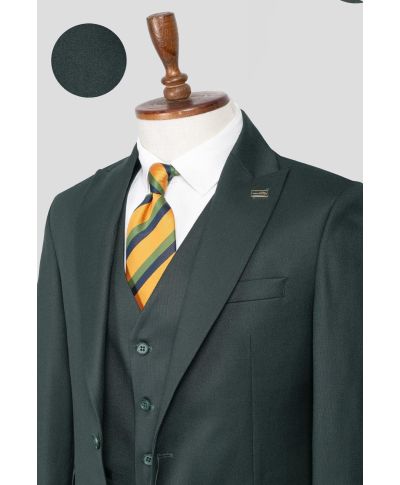 Zielony garnitur z kamizelką Denver – elegancki komplet na ślub i ważne uroczystości