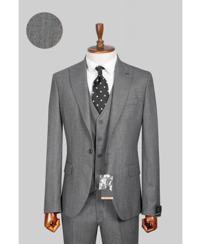 Szary garnitur z kamizelką Hampton – elegancki komplet na ślub i do pracy