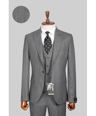 Szary garnitur z kamizelką Hampton – elegancki komplet na ślub i do pracy