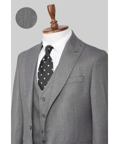 Szary garnitur z kamizelką Hampton – elegancki komplet na ślub i do pracy