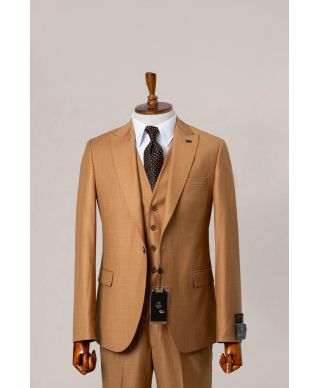 Musztardowy garnitur z kamizelką Memphis – stylowy wybór dla mężczyzny z klasą