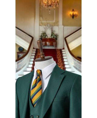 Zielony garnitur męski z kamizelką dwurzędową Padania – idealny wybór na ślub, komunię i chrzest
