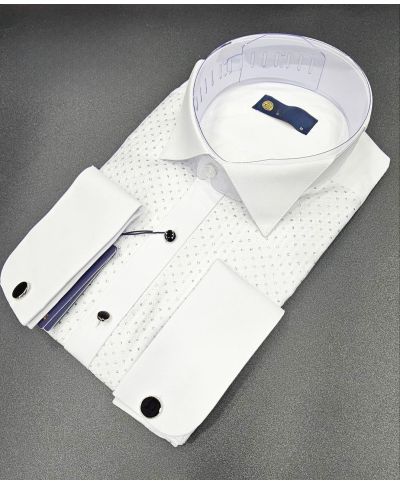 Camicia doppiopolso bianca con trama argentata