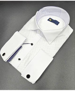 Camicia doppiopolso bianca con trama argentata